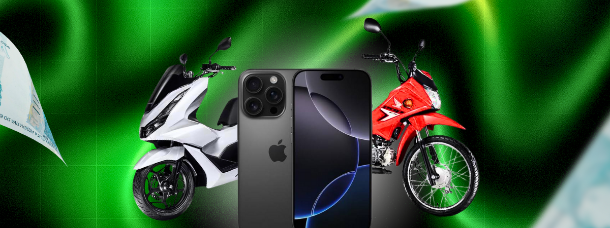 IPHONE 16 PRO MAX, POP 100, HONDA 160 TITAN OU R$ 20 MIL NO PIX